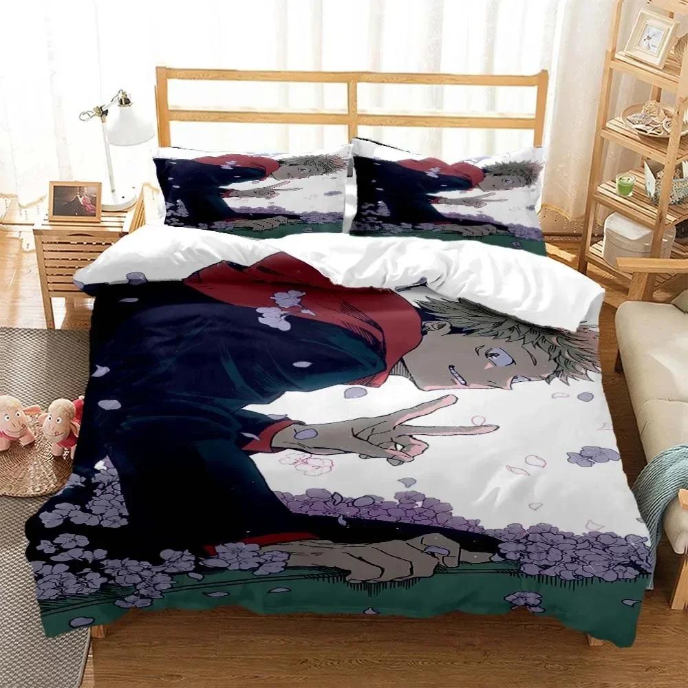 3D Anime Jujutsu Kaisen Digital Bedding Set Printed With Pillowcase Bed Duvet Cover Soft Single Double Queen Super King Size