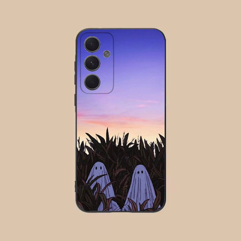 

Little Ghost Phone Case For Samsung S 25,24,21,22,23,30,20,Ultra,Plus,Fe,Lite,Note,10,9,5G Black Soft SamsungS30Plus