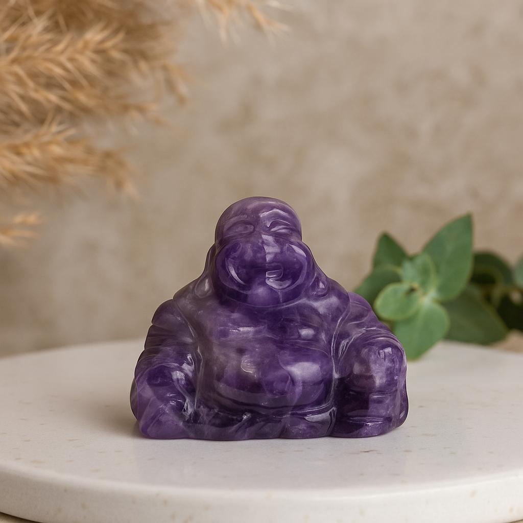 Shamtam Purple/Lavender Amethyst Buddha Statue, 35X40x23mm