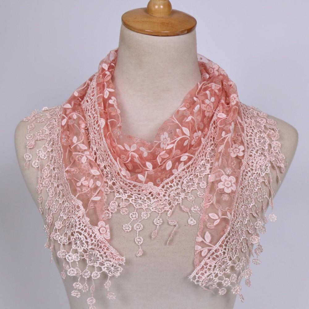Casual Lightweight Scarf Floral Tassel Scarf Women's Triangle Scarf