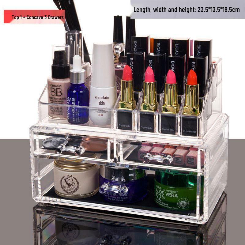 Acrylic Skincare & Lipstick Organizer: Large Desktop Transparent Drawer Makeup Box
