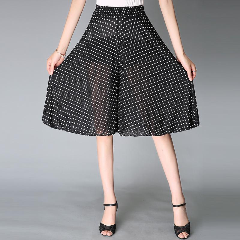 Sommerrockhose Dünne Elastische Taille Hohe Taille Mittellange Hose Damen Eisseidenhose