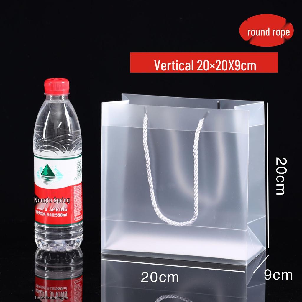 In Stock PVC Transparent Tote Bag, Frosted PP Plastic Gift/Souvenir Packaging, Wedding Candy Bag