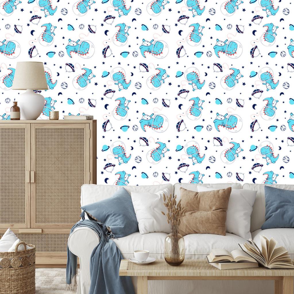 Dinosaurs Stars Moons Wallpaper for Living Room and Bedroom 50x1000