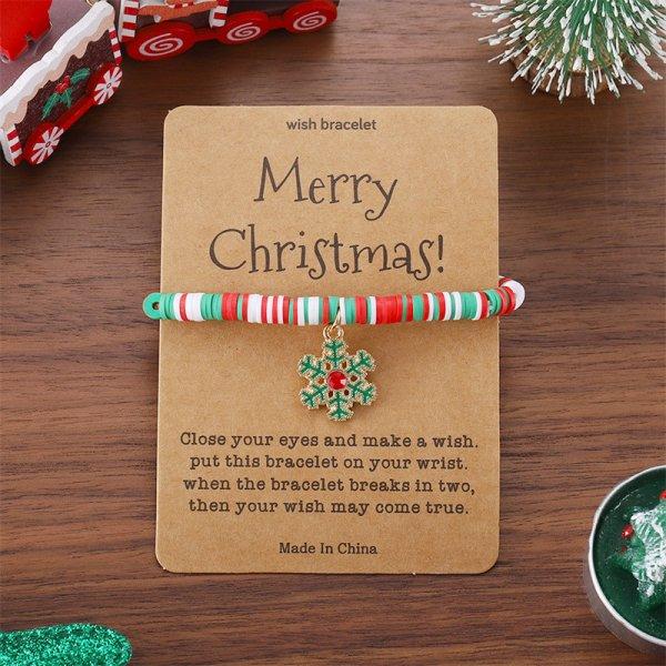 Cute Multicolor Polymer Clay Beaded Christmas Bracelet for Women Men Sweet Xmas Tree Bracelets Aesthetics Student Jewelry Gifts