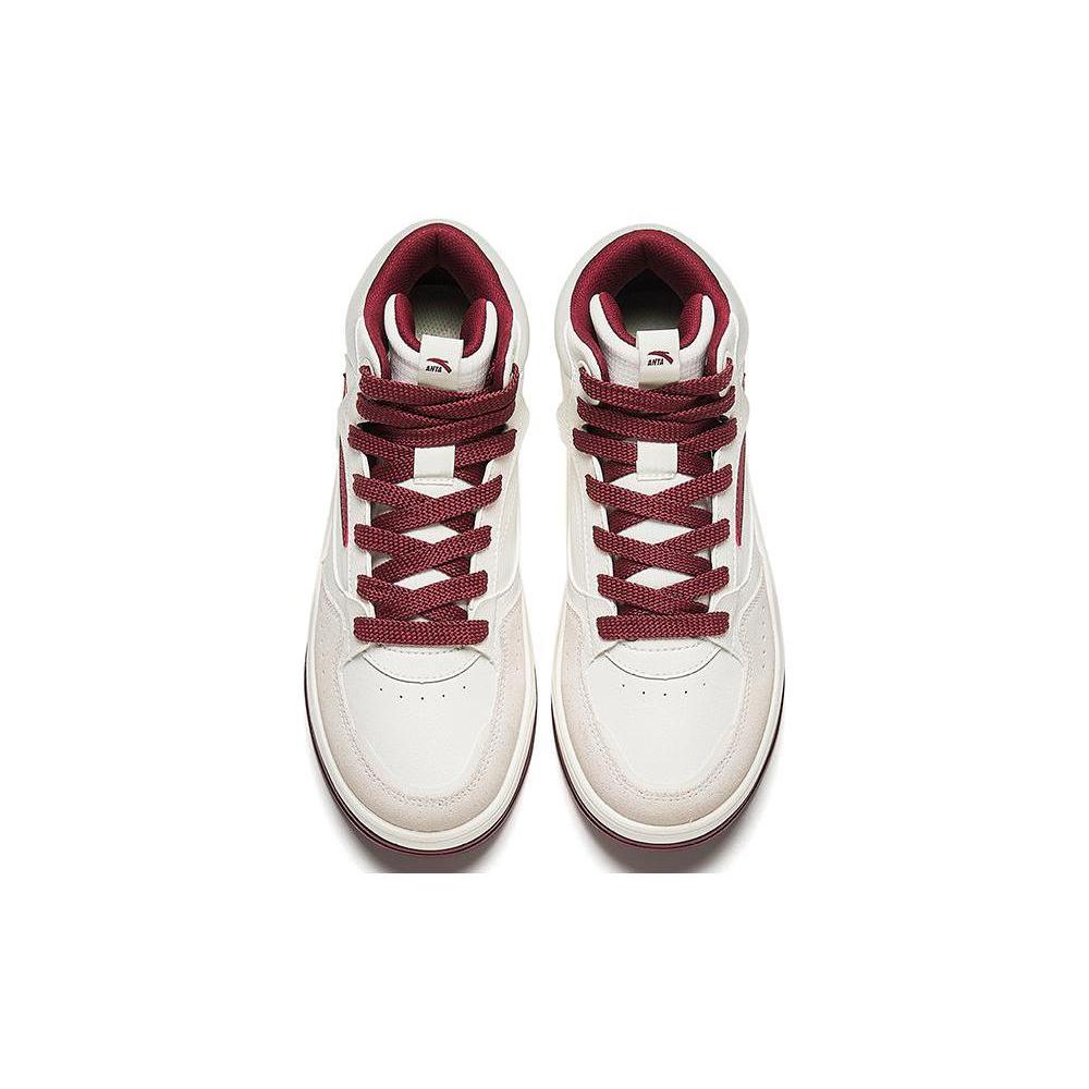New Anta Cushioning Wear Resistant High Top Skateboard Shoes Women's Ivory White 922348081-4