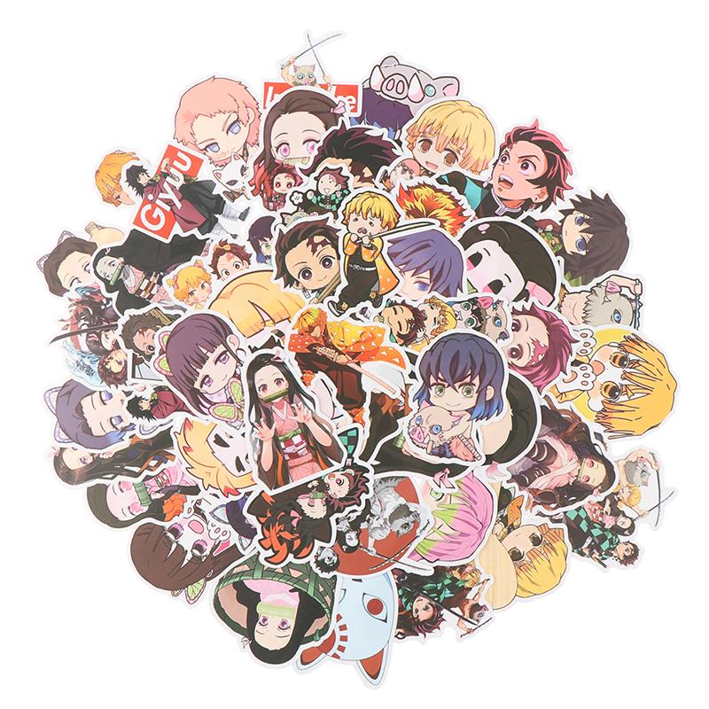 50Pcs Anime Demon Slayer Pvc Sticker For Luggage Laptop Skateboard Waterproof