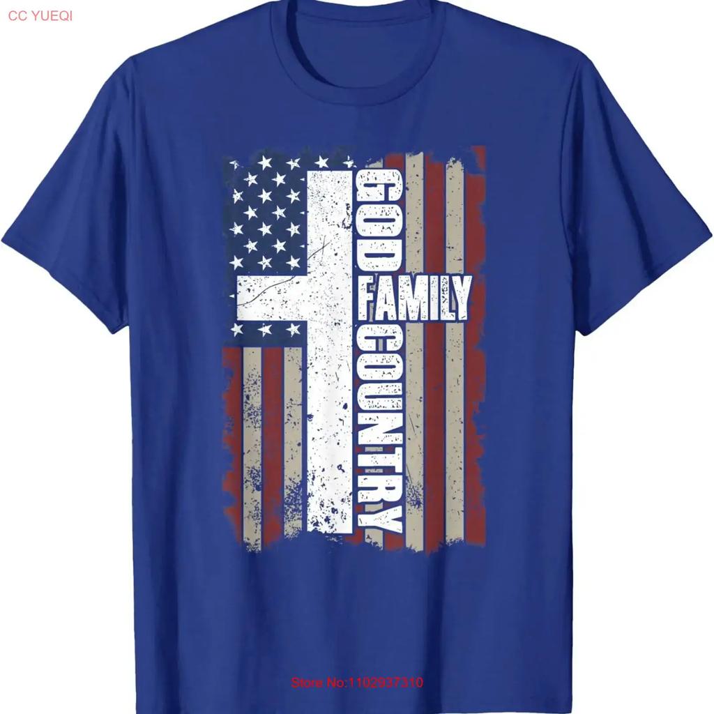 Us American Flag God Family Country Faith T Shirt Vintage Stylish Homme Unisex Streetwear Versatile Slightly