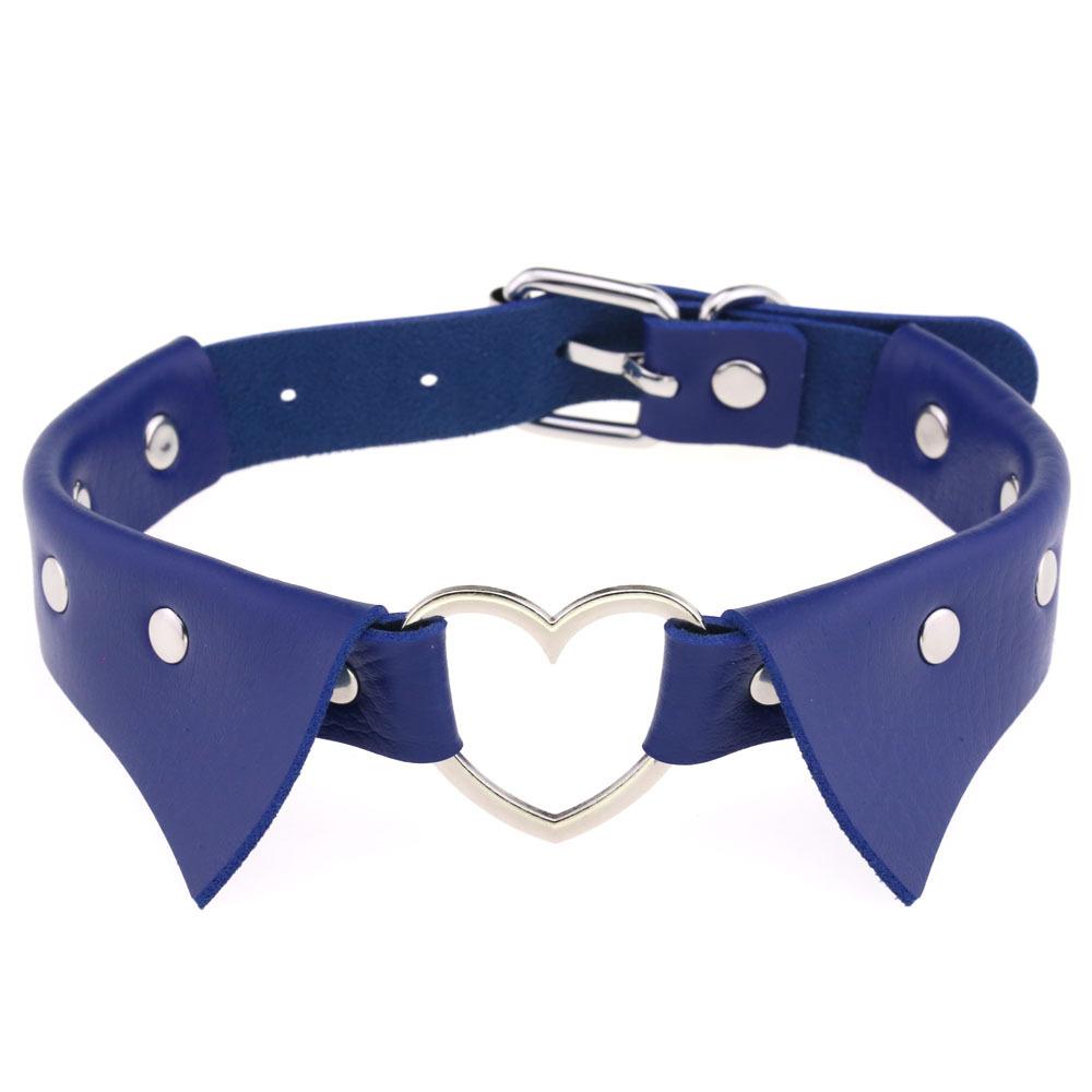 Heart Shirt Collar Faux Leather Choker, Punk Style Collar Necklace Clavicle Chain for Women
