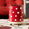 Polka Dot Trash Can Garbage 12L Dustbin with Wheels Uncover Waste Basket Recycling Bin for