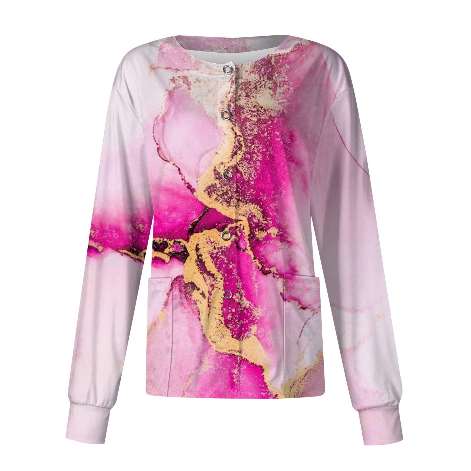 

Женский однобортный защитный комбинезон с длинным рукавом и карманом, рабочий воротник-стойка, кардиган, куртка, топ M розовый