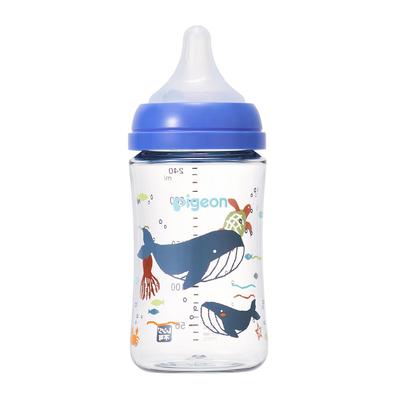 Pigeon Breastfeeding for Babies from 3 Months Made of Plastic with Premium Transparency Bottle, 240ml, Onwards, Lightweight, Shatter-resistant