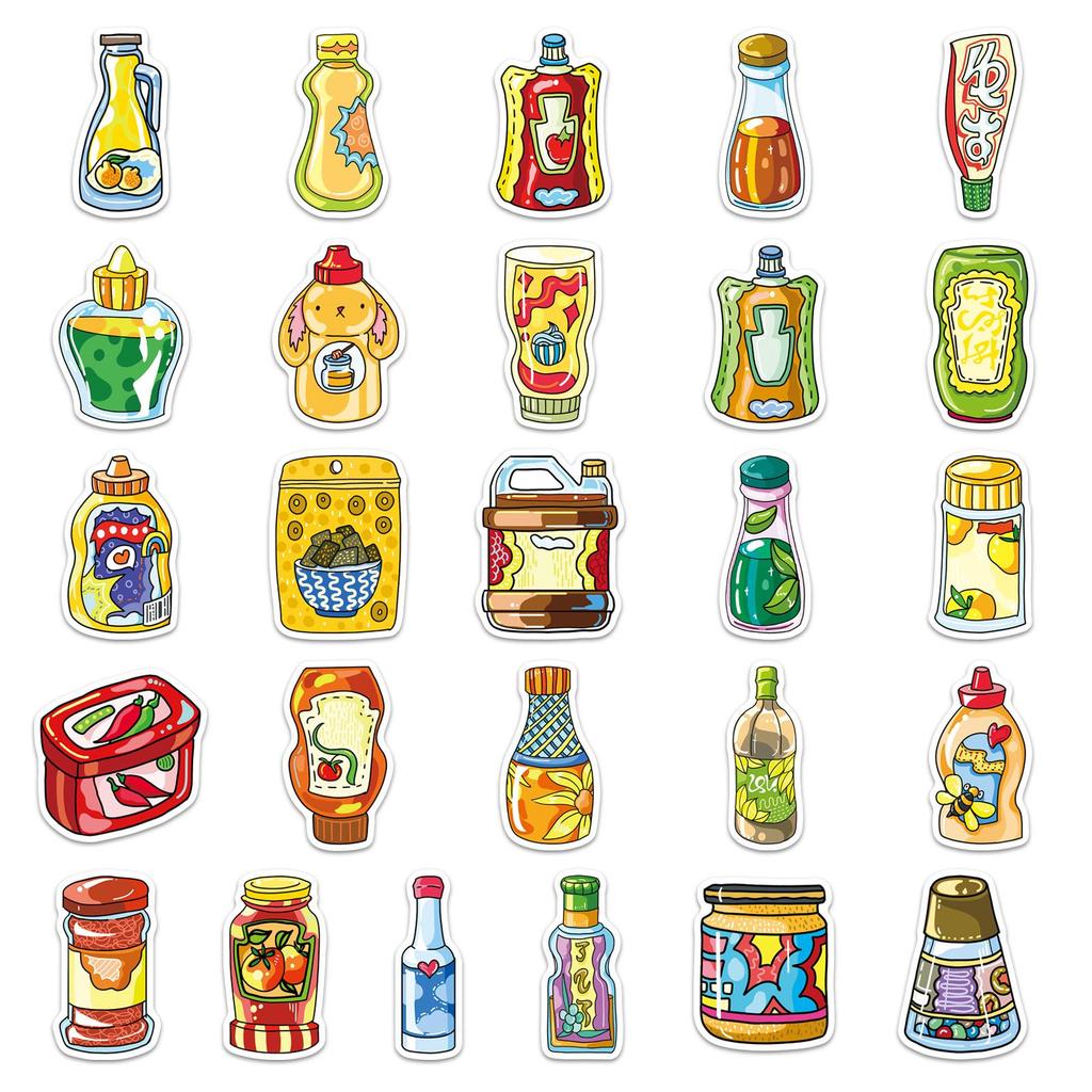 51 Sauce Cartoon Hand-Drawn Creative Waterproof Stickers for Suitcases, Earphones, Desktops