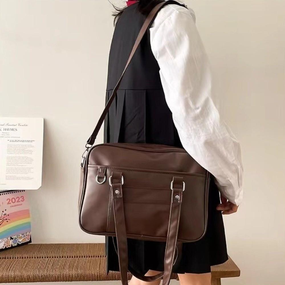 Casual PU Leather Jk Shoulder Bag Big Capacity Adjustable Strap PU Handbag Japanese Style Itabag Student