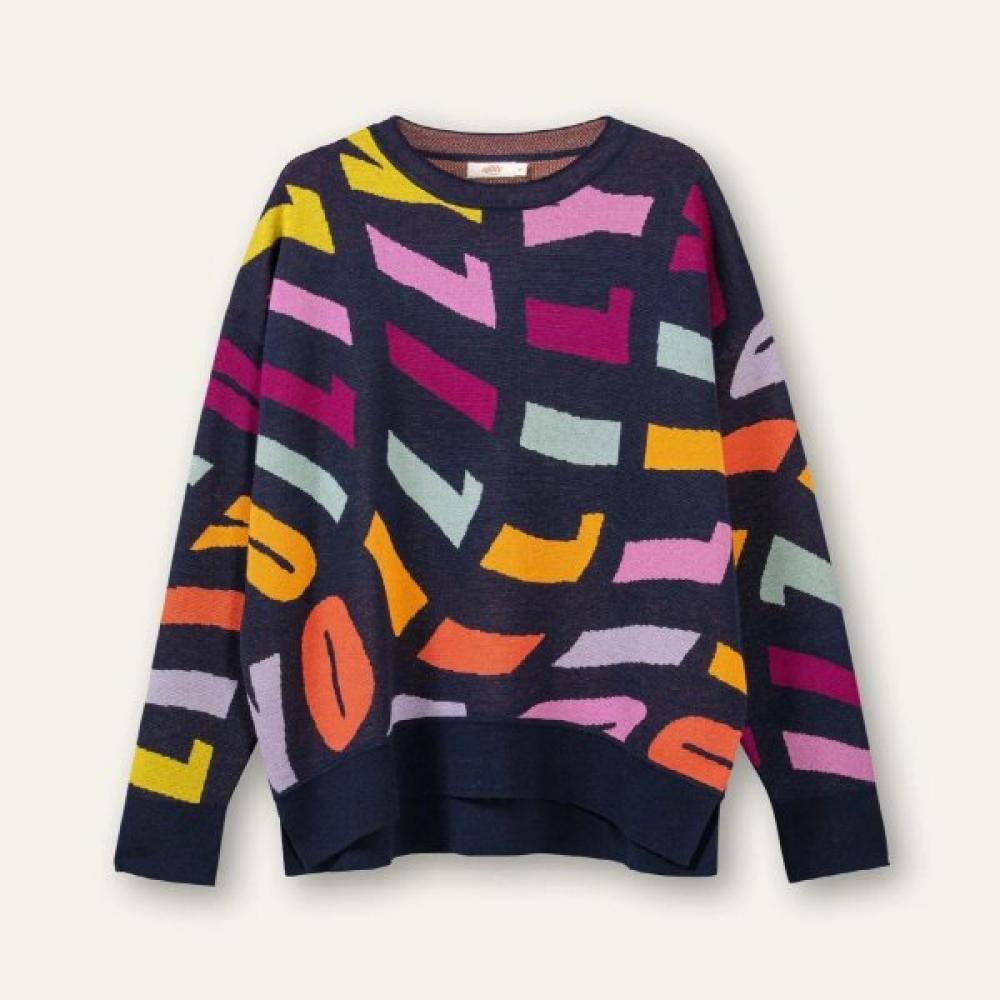 Oilily Pattern Knit Sweater Owdfakn002 Navy (58)/XS(44)