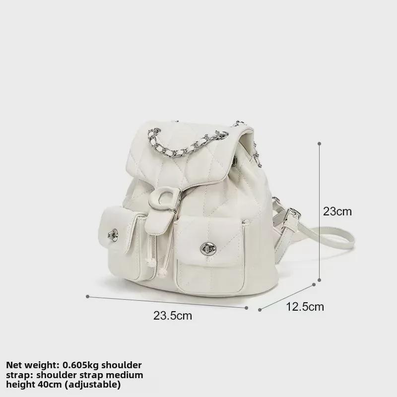 2024 Trendy Damen Große Kapazität Multifunktionale Leder Reise Rucksack mit Kette