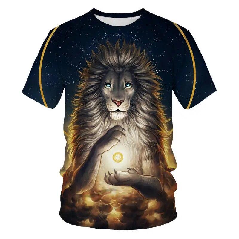 König der Tiere Löwe-Grafik-T-Shirts für Männer Sommermode Tiermuster-Druck-T-Shirt Lässiger cooler Stil Persönlichkeits-T-Shirt