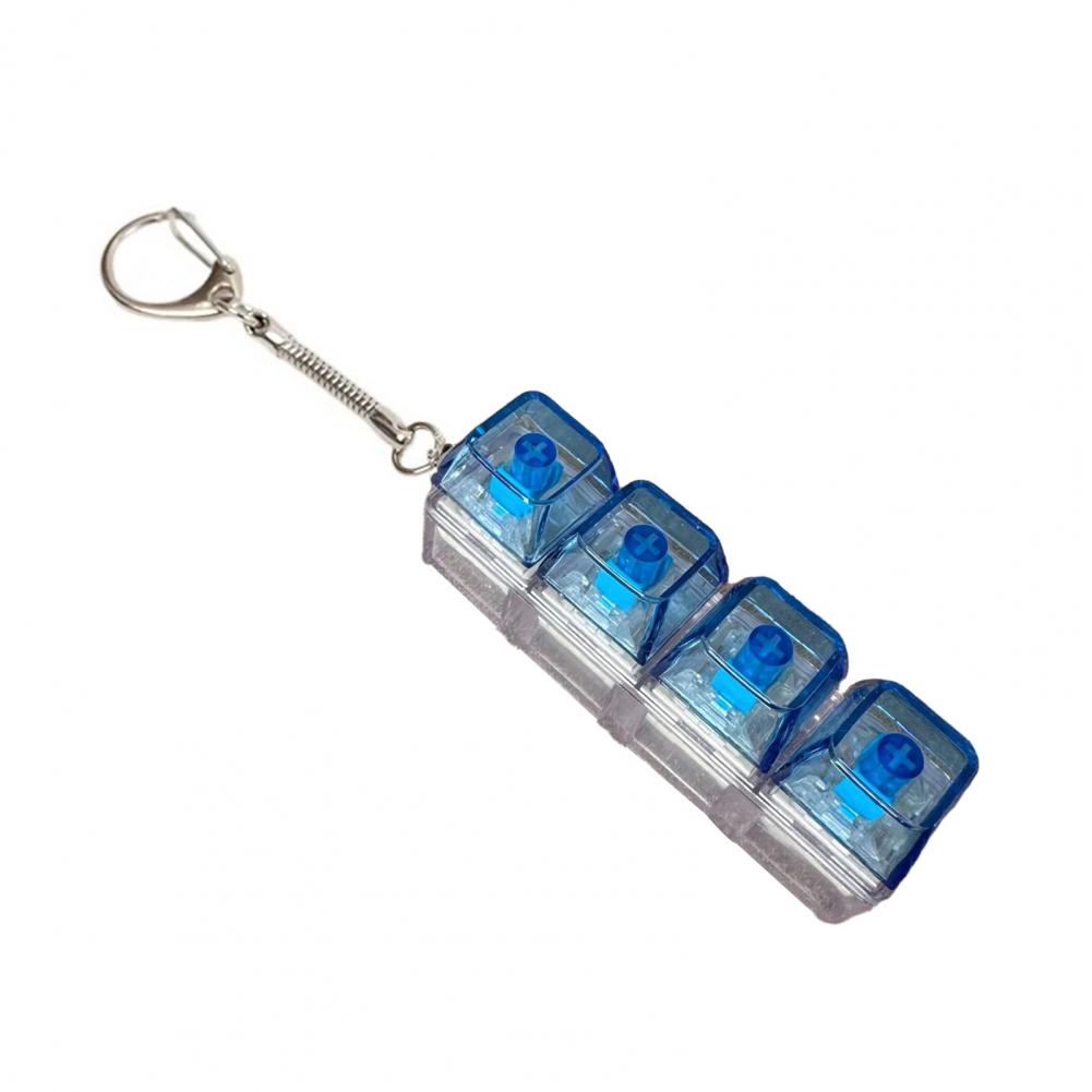 4-Keys Fidget Keyboard Toy Transparent Cap Keyboard Finger Clicker Keychain Decompression Button Sensory Toy
