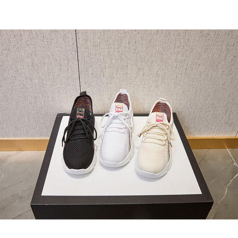 Women's Sports Shoes with Thick Soles, Height Increasing Casual Single Shoes, Breathable Fly Woven Women's Shoes
