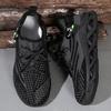 Wenzhou Men's Breathable Mesh Sneakers, Soft Sole, Height-Increasing, Black Running Shoes, Size 45