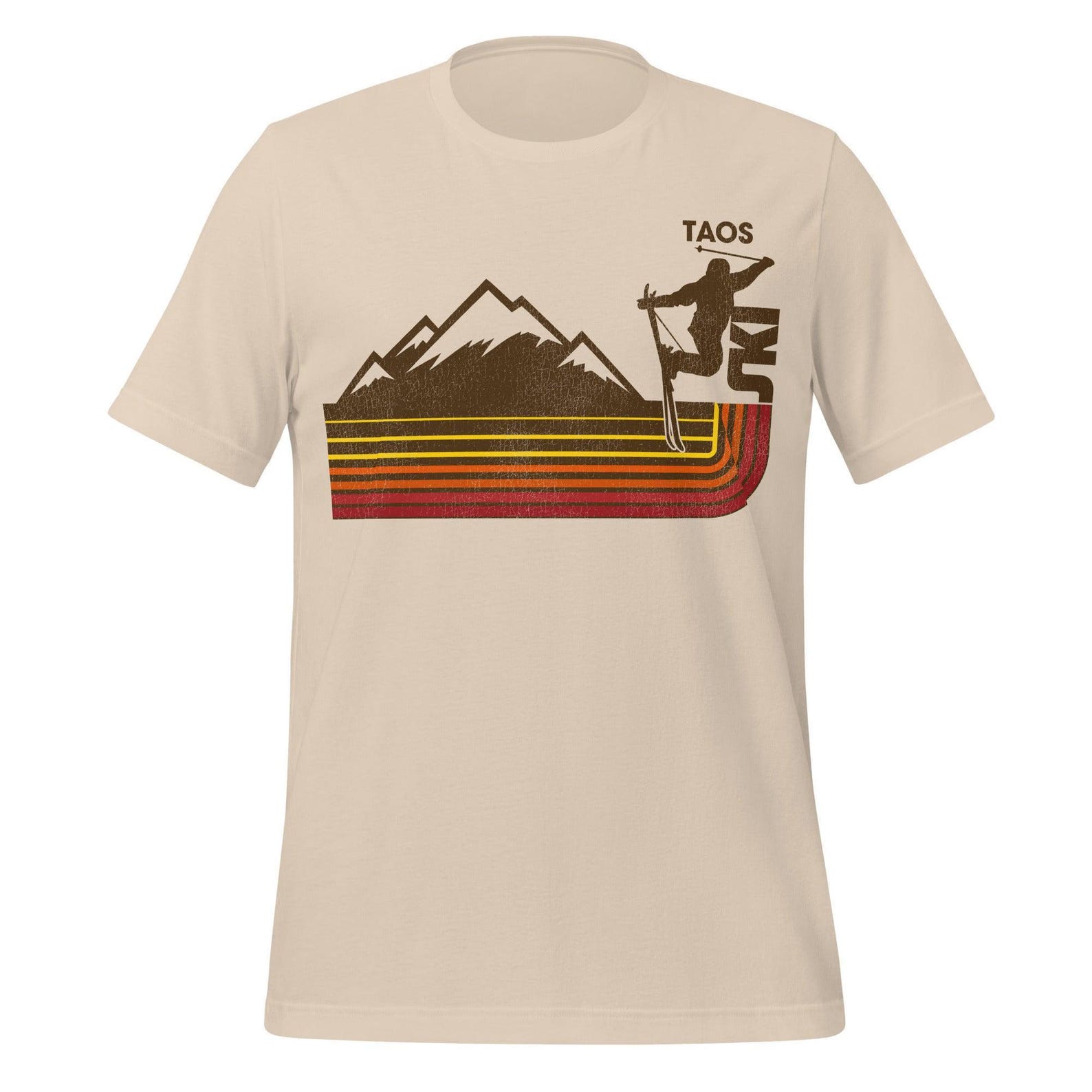 Taos Ski Valley T-Shirt: Retro 70s Stripe Design - Cotton Tee M