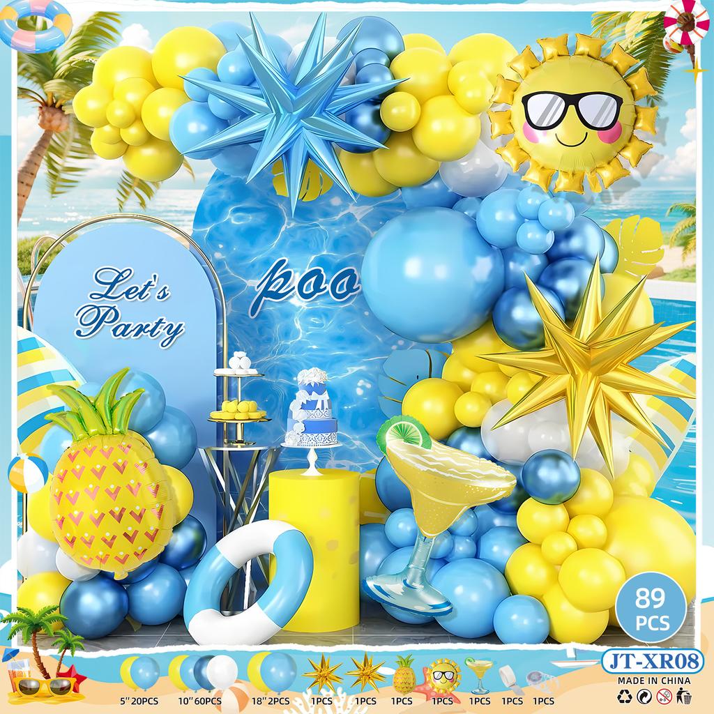 Hawaiian Balloon Set Wreath Summer Pool Party Pineapple Balloon Hawaiian Party Outdoor Outfit
