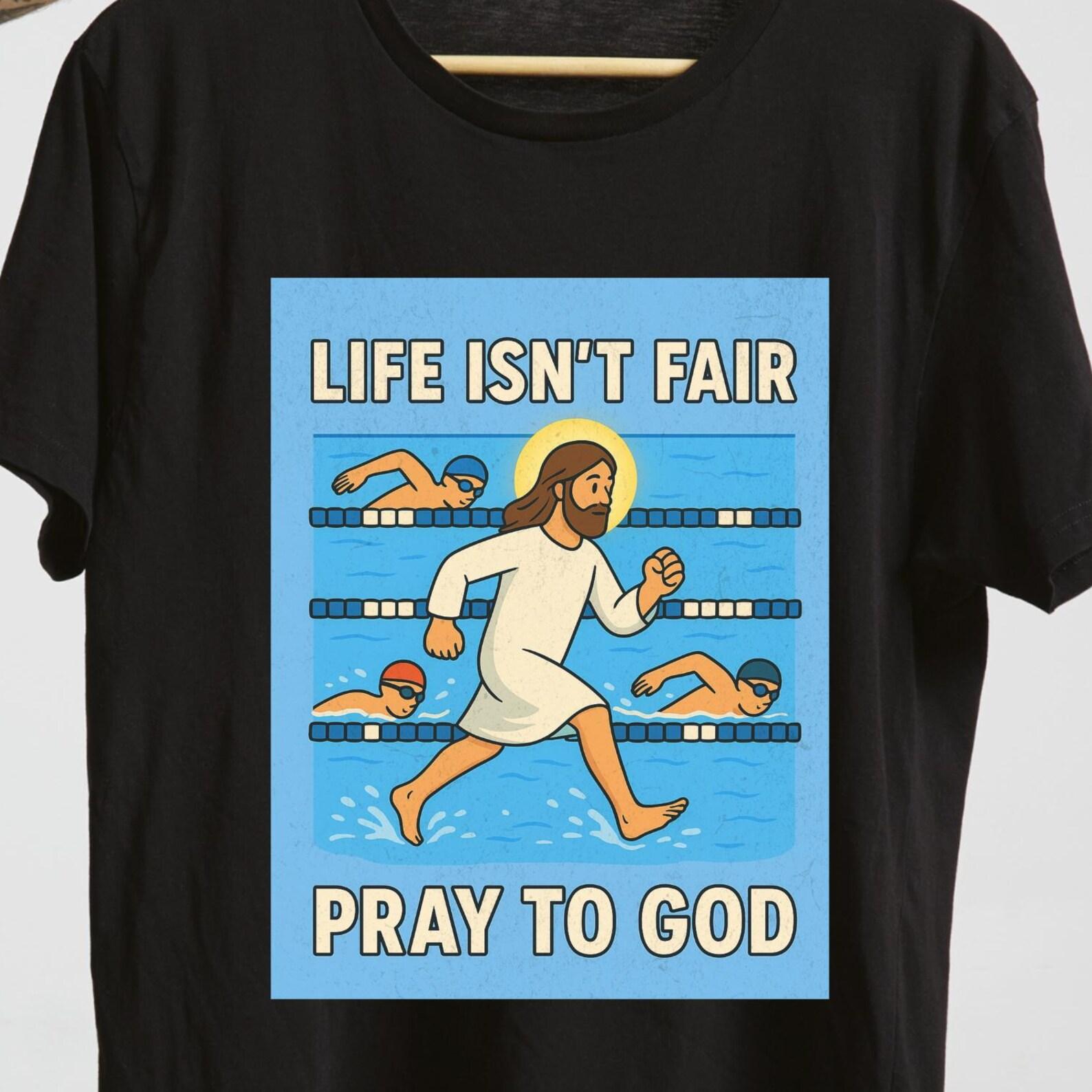 Funny Christian T-Shirt – Jesus Walking on Water Graphic Tee 4XL