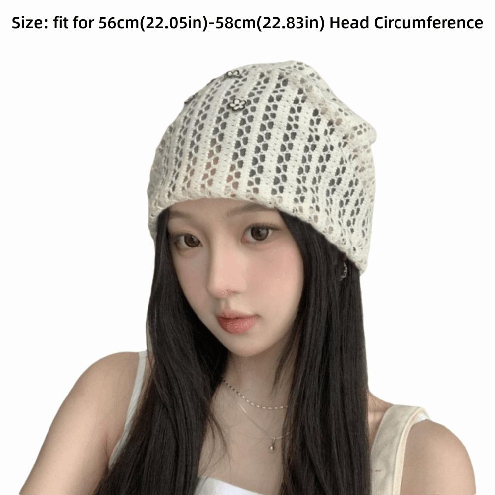 Lace Flower Stacked Hat Thin Soft Pullover Hat Creative Cap  Spring Summer