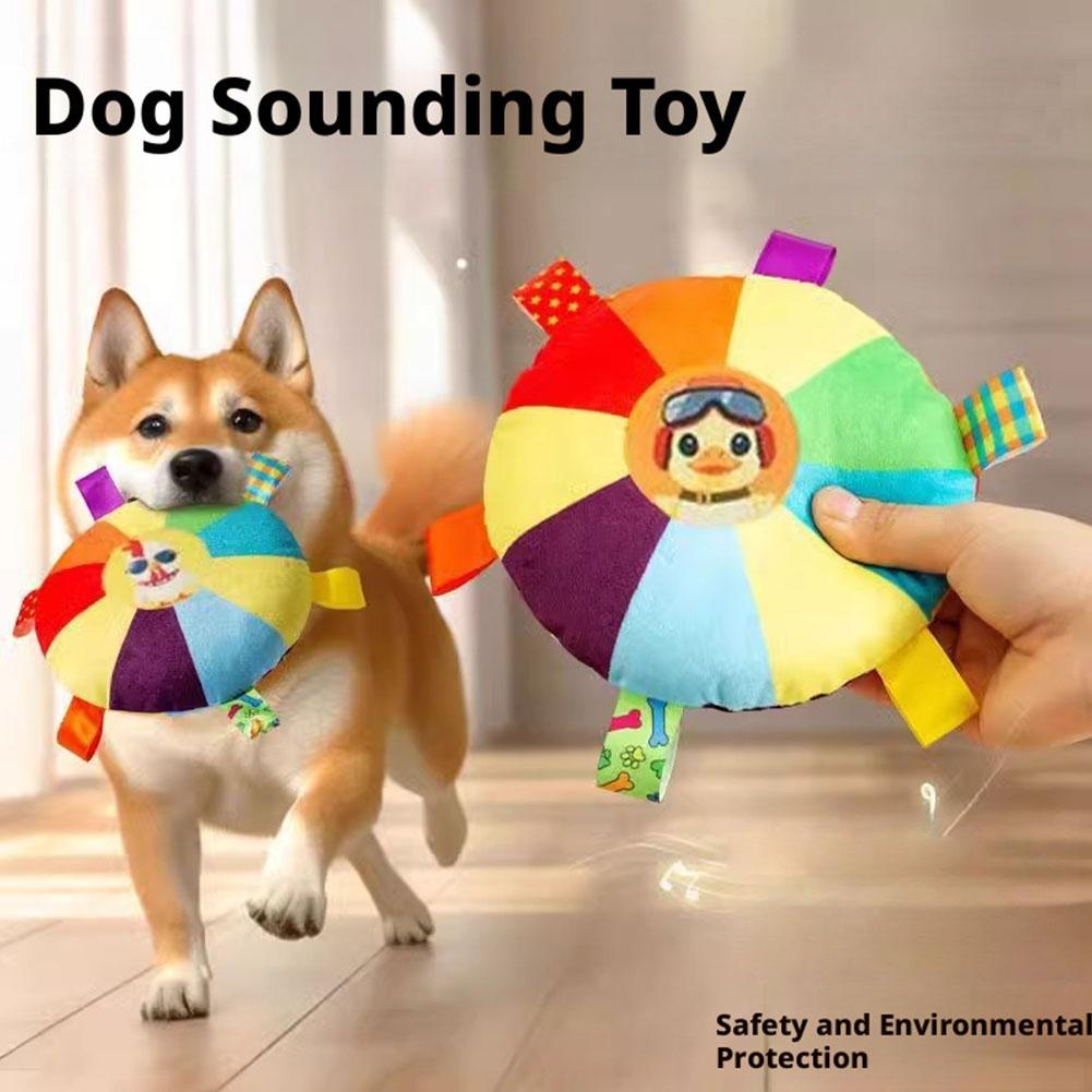 Funny Rainbow Plush Flying Saucer Dog Toys Outdoor Interactive Training Games Chew Toy Pets Flying Discs Toys Dog Accessories