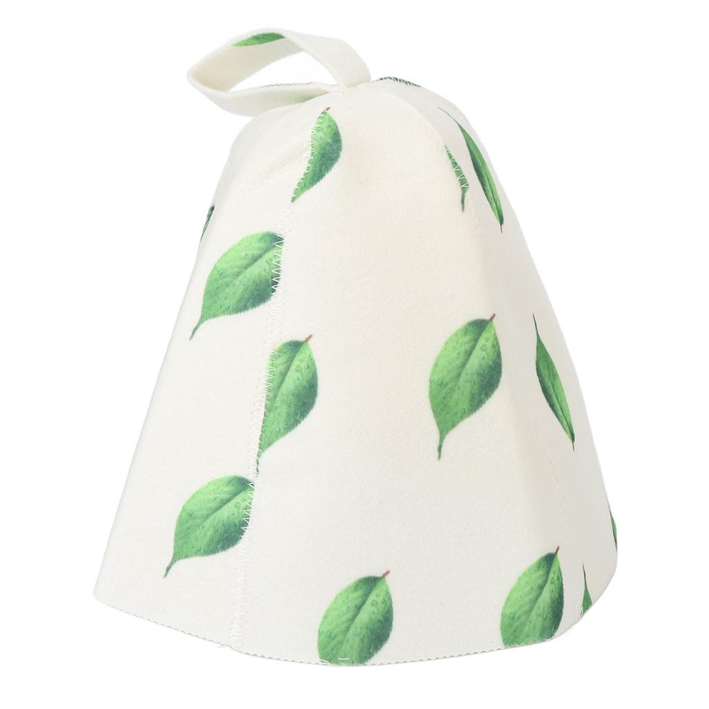 Saunahut Universal Stilvoll Niedlich Grüner Blattdruck Wasseraufnahme Schützender Filz Badehut für