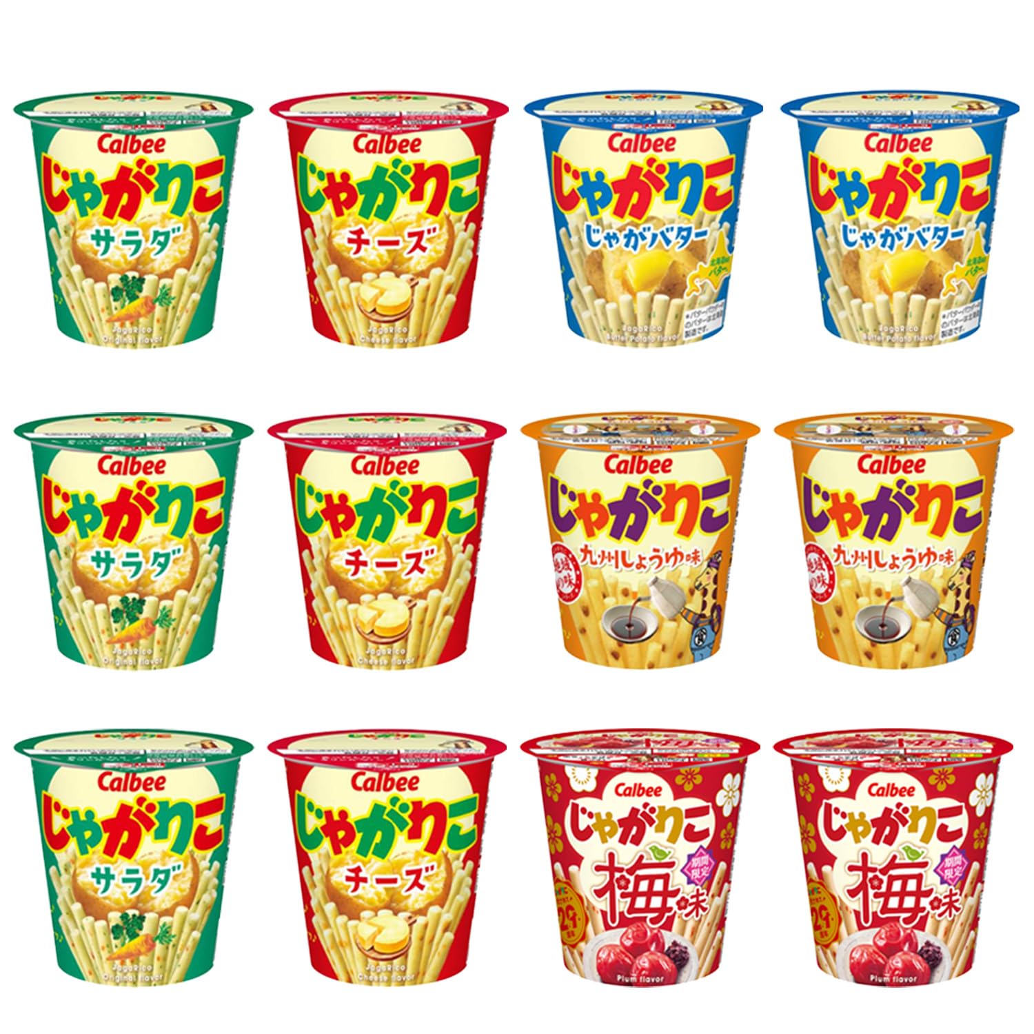

Calbee Jagariko 5 12 pieces in assorted set types, total, (plum flavor)