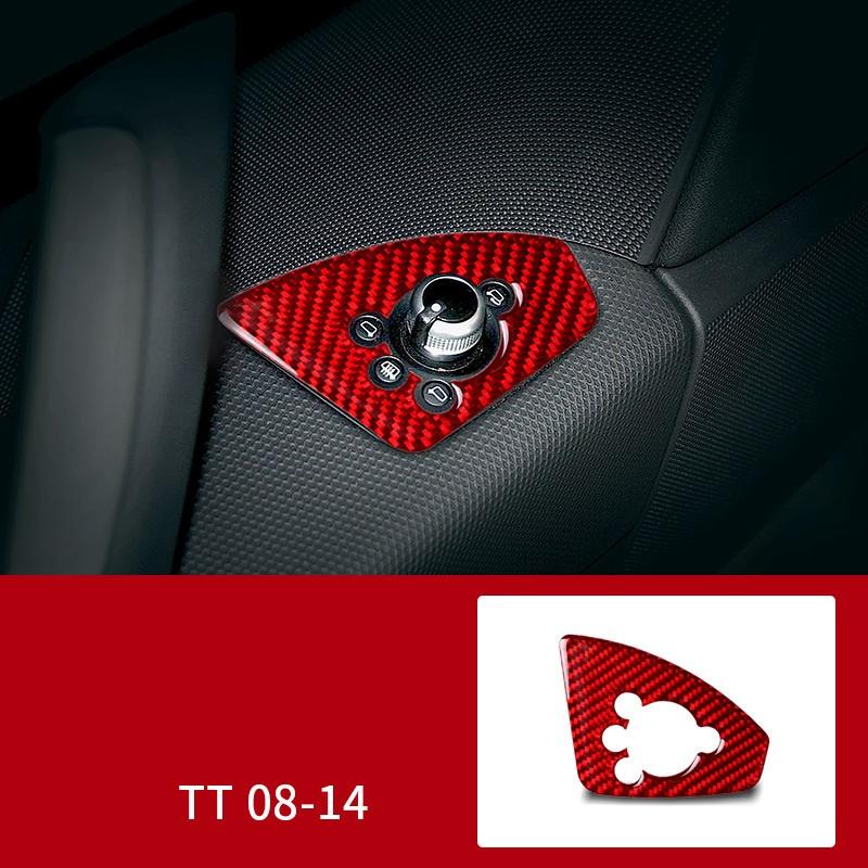 TT 8N 8J MK123 TTRS 2008 ~ 2014 Aksesuarları 2 adet/grup Karbon Fiber Stil Araba İç Otomatik Kapı Anahtarı Düğmesi Paneli Kapak Kılıf etiket