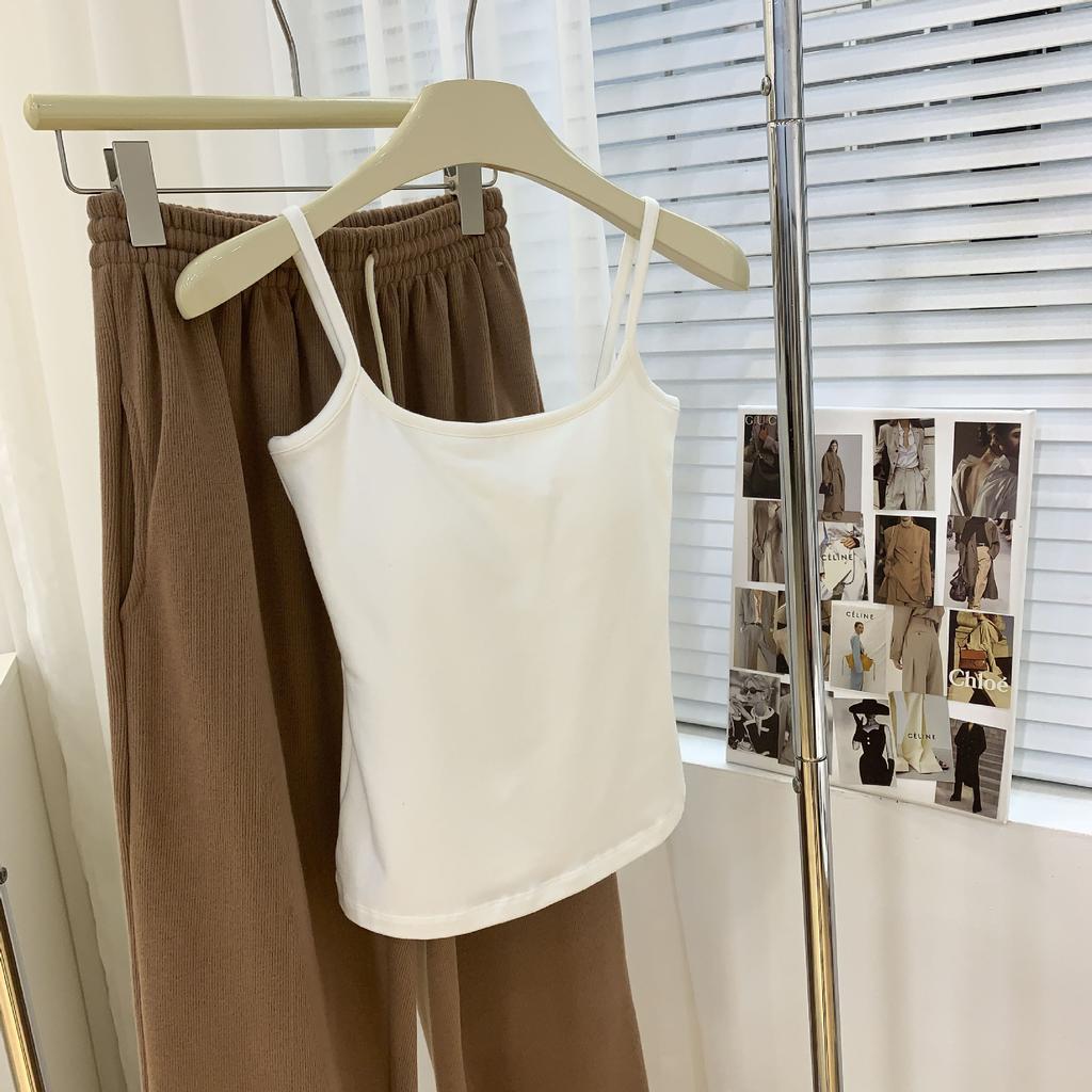 Camisole Vest for Women with Chest Cushion As The Base Fixed One-piece Cup Underwear