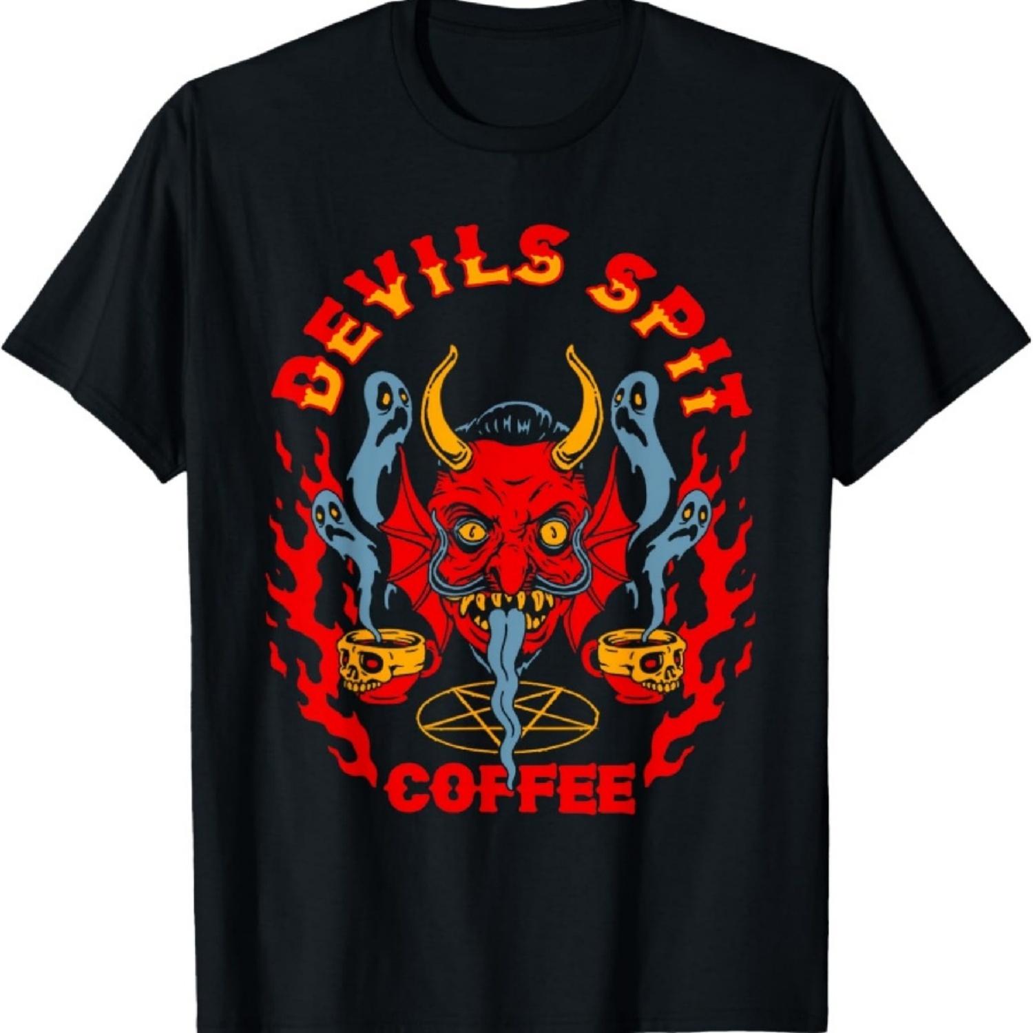 

Devils Spit Coffee Demon Undead Brew Pentagram Fire T-Shirt XXXXXL чорний