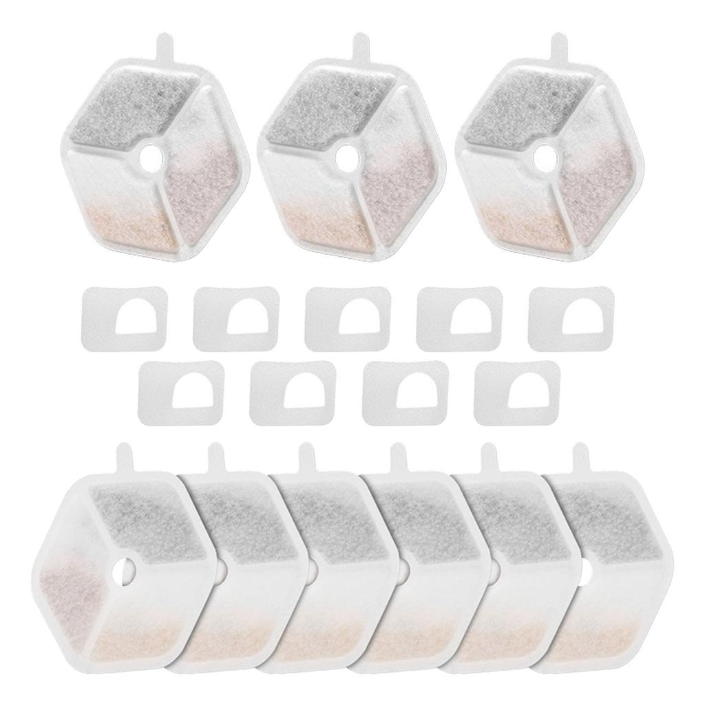 9 Stück Ersatzfilter und 9 Stück Schwämme Set für Edelstahl Katzenbrunnen Einfache Installation Hunde Trinkbrunnen