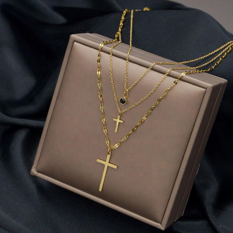2026 Fashion Elegant Stainless Steel Cross Crucifix Necklace for Women Jewelry
