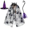Halloween Cloak Set Spiderweb Mesh Cloak Set Wizard Hat Wizard Broom Set