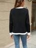 French high-end small fragrant style jacket autumn casual contrasting color V-neck knitted cardigan