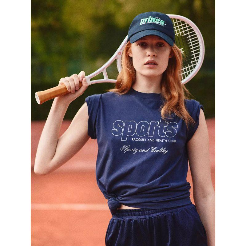 Women's Short-Sleeved T-shirt with Shoulder New Arrival Loose Leisure All-Matching Summer Sports Pure Cotton American Fashion Tennis Half Sleeve
