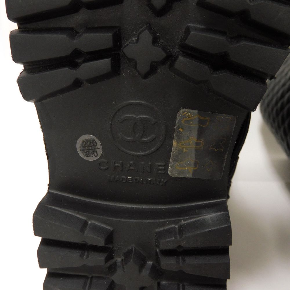 Used Matelasse COCO Mark Engineer G28566 7900 34" Quilted Side Zip Engineer Belt, Size 8.3" (10097) CC Mark Black