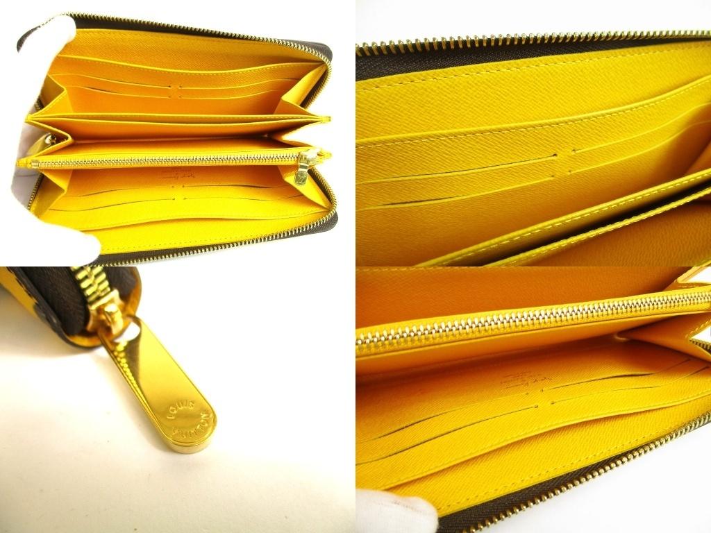 Authentisches LOUIS VUITTON Monogramm Gelbes Leder Kusama Yayoi Punkte Zippy Geldbörse #b048 Geöffnete Schachtel