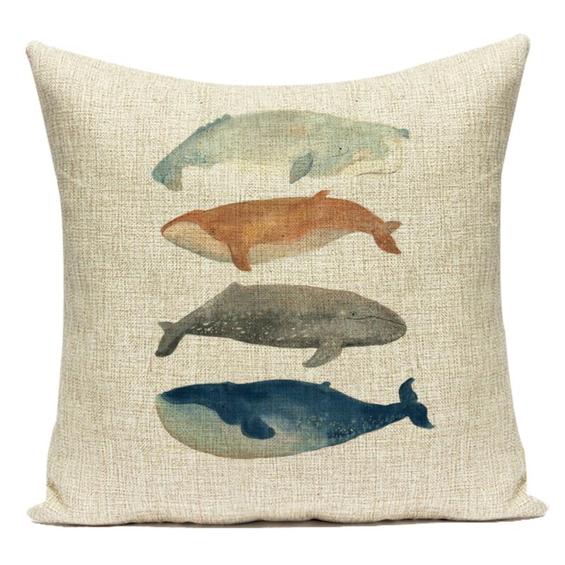 Cute Animals Fishes Decorative Throw Pillows Case Square Sofa Home Seat Cushion Cover for Home Living Room Decoration