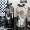 Rotating Transparent Makeup Brush & Lipstick Organizer with Dustproof Design
