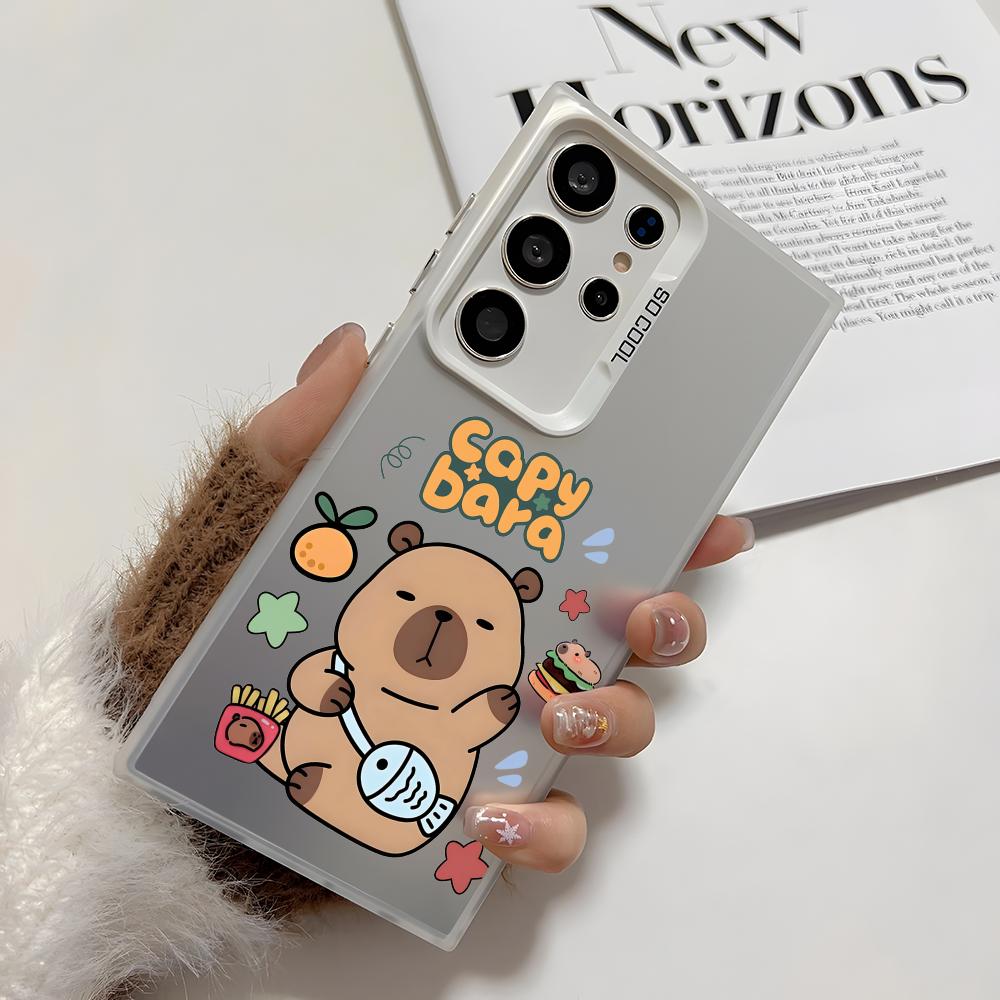 

Cartoon Cute Capybara Phone Case For Samsung Galaxy S25 Edge S24 S23 S22 S21 S20 Ultra Funda Silicone Silver Cover Galaxy S21plus 5G