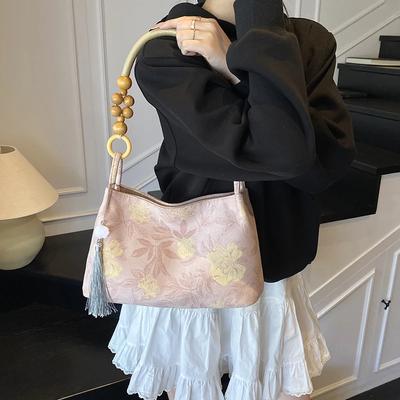 Hasp Microfiber Tassel Beading Shoulder Bags 2026 Fashi Large Capacity Women's Bags Versatile Natial Style Women's Handbags