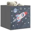 Storage Boxes - 4 Pcs - 32x32x32 Cm - Non-woven Fabric - Grey with Rocket Pattern