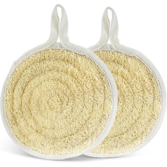 Natural Loofah Dish Sponge Pack of 2, Compostable and Cellulose Kitchen Loofah, Luffa Eco-Friendly Loofah Sponges for Cleaning Kitchen, Bathroom and