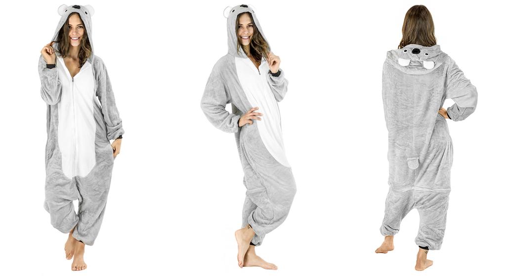 Jednodílný kostým Koala Pánské pyžamo Dárek pro manžela Kigurumi Kombinéza Zimní M Jednodílný kostým Koala - S