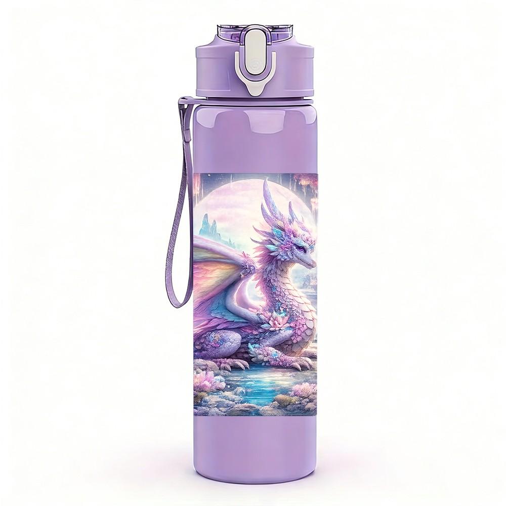 1PC Purple Dream Galaxy Abstract Print 750ml Color Plastic Sports Water Bottle Leakproof Flip Straw Lid Suitable for Sports Office Home Use