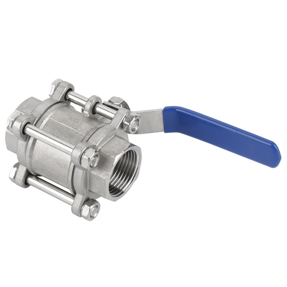304 Stainless Steel Three Piece Full Port Female Ball Valve 1  BSPT 1000WOG